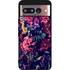 Google Pixel 8 Case Hülle - Silikon schwarz Flowers Dark