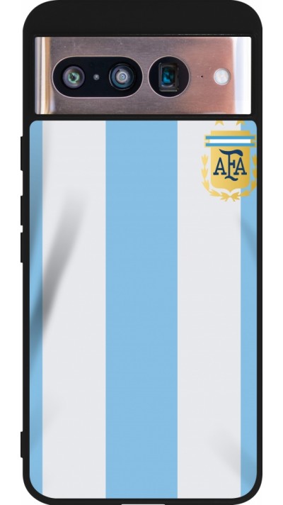 Coque Google Pixel 8 - Silicone rigide noir Maillot de football Argentine 2022 personnalisable