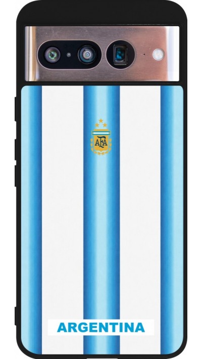 Coque Google Pixel 8 - Silicone rigide noir Maillot de football Argentine 2026 personnalisable