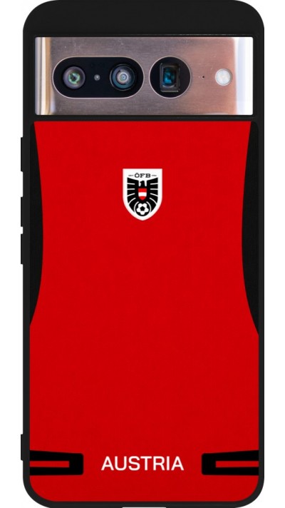 Coque Google Pixel 8 - Silicone rigide noir Maillot de football Autriche 2026 personnalisable