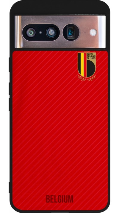 Coque Google Pixel 8 - Silicone rigide noir Maillot de football Belgique 2022 personnalisable