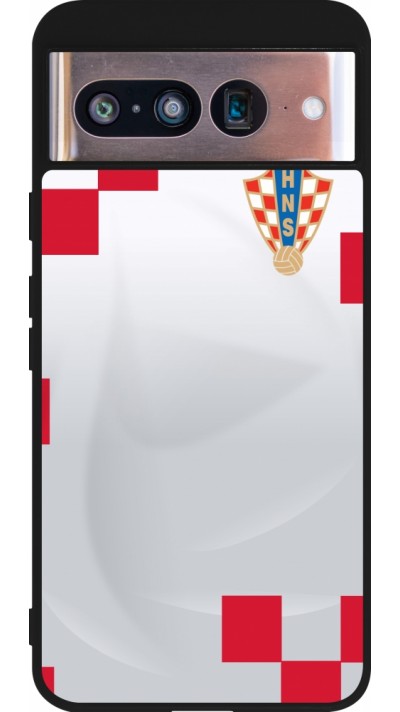 Coque Google Pixel 8 - Silicone rigide noir Maillot de football Croatie 2022 personnalisable