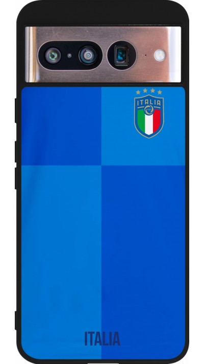 Coque Google Pixel 8 - Silicone rigide noir Maillot de football Italie 2022 personnalisable
