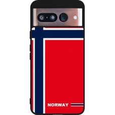 Coque Google Pixel 8 - Silicone rigide noir Maillot de football Norvège 2026 personnalisable
