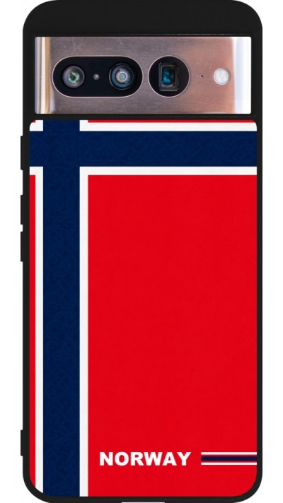 Coque Google Pixel 8 - Silicone rigide noir Maillot de football Norvège 2026 personnalisable
