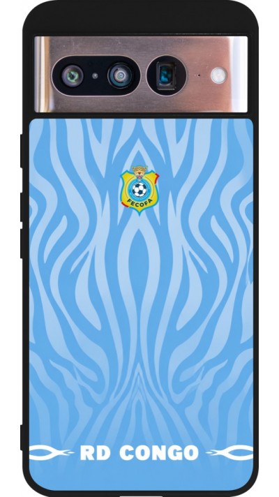 Coque Google Pixel 8 - Silicone rigide noir Maillot de football RD Congo 2026 personnalisable