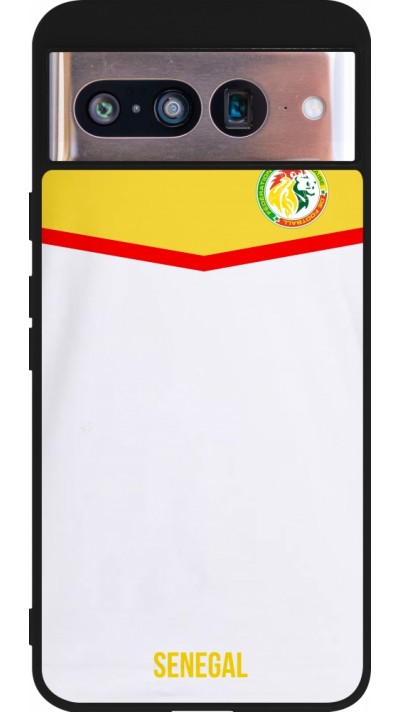 Coque Google Pixel 8 - Silicone rigide noir Maillot de football Senegal 2022 personnalisable