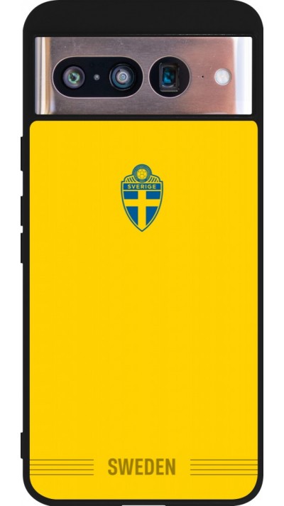 Coque Google Pixel 8 - Silicone rigide noir Maillot de football Suède 2026 personnalisable