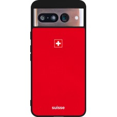 Coque Google Pixel 8 - Silicone rigide noir Maillot de football Suisse 2026 personnalisable