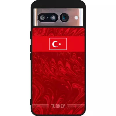 Google Pixel 8 Case Hülle - Silikon schwarz Türkei 2026 personalisierbares Fussballtrikot