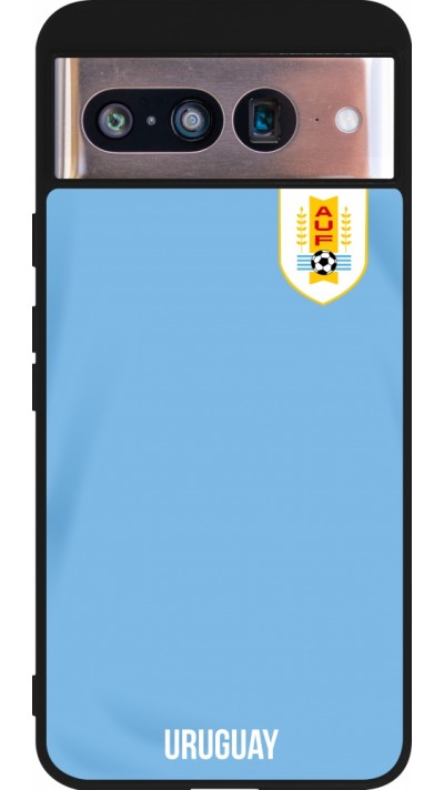 Coque Google Pixel 8 - Silicone rigide noir Maillot de football Uruguay 2022 personnalisable