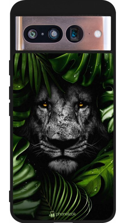 Coque Google Pixel 8 - Silicone rigide noir Forest Lion