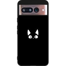 Coque Google Pixel 8 - Silicone rigide noir Funny cat on black