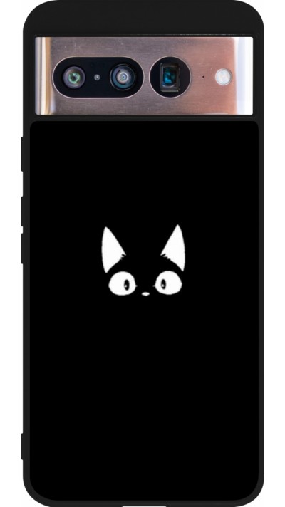 Coque Google Pixel 8 - Silicone rigide noir Funny cat on black