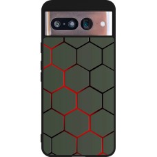 Google Pixel 8 Case Hülle - Silikon schwarz Geometric Line red