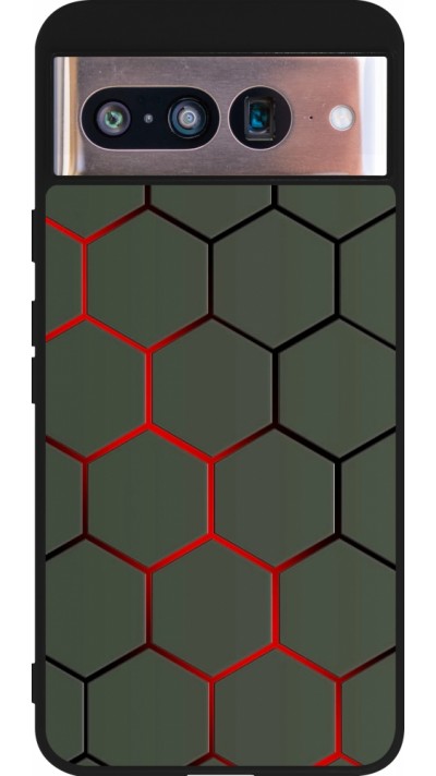 Google Pixel 8 Case Hülle - Silikon schwarz Geometric Line red