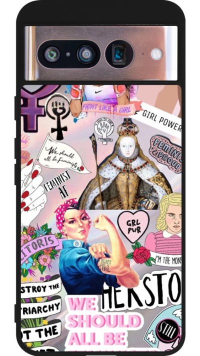 Google Pixel 8 Case Hülle - Silikon schwarz Girl Power Collage