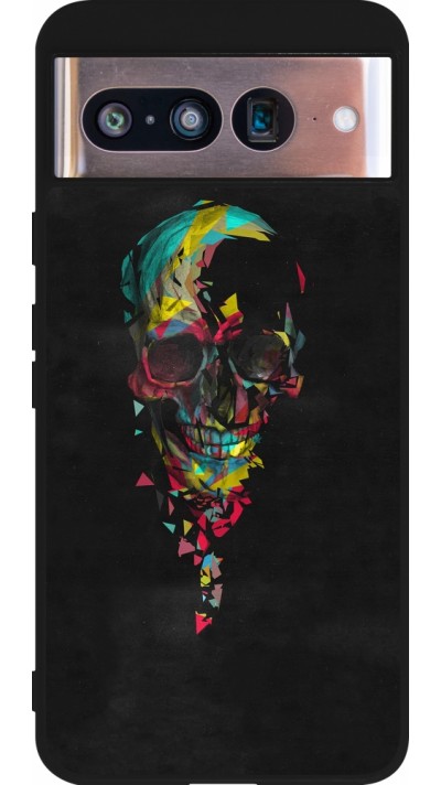 Coque Google Pixel 8 - Silicone rigide noir Halloween 22 colored skull