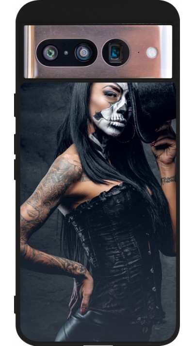 Google Pixel 8 Case Hülle - Silikon schwarz Halloween 22 Tattooed Girl
