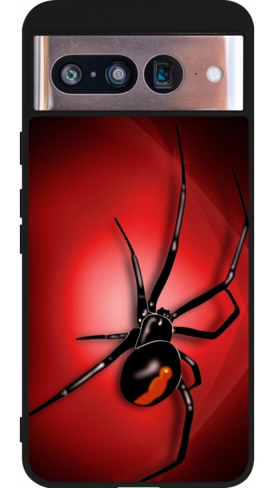 Coque Google Pixel 8 - Silicone rigide noir Halloween 2023 spider black widow