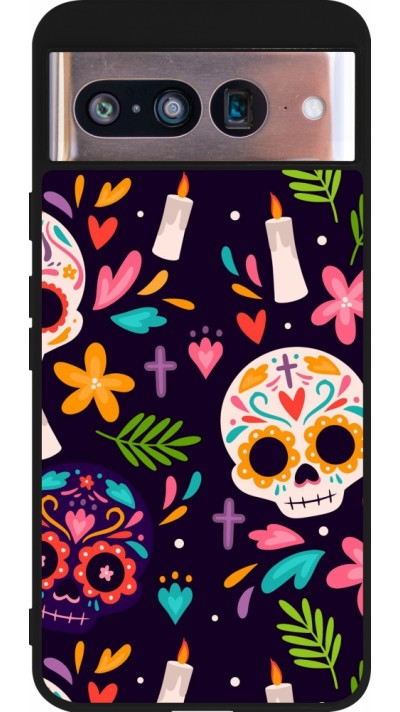 Coque Google Pixel 8 - Silicone rigide noir Halloween 2023 mexican style