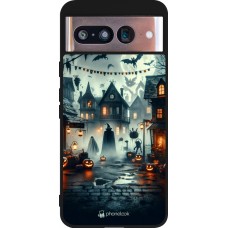Google Pixel 8 Case Hülle - Silikon schwarz Halloween Spukstadt