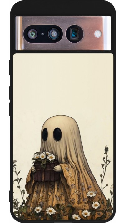 Coque Google Pixel 8 - Silicone rigide noir Halloween 2025 Ghost gardener