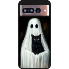 Google Pixel 8 Case Hülle - Silikon schwarz Halloween 2025 Ghost with black cat