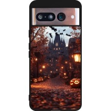 Coque Google Pixel 8 - Silicone rigide noir Halloween 2025 Haunted house