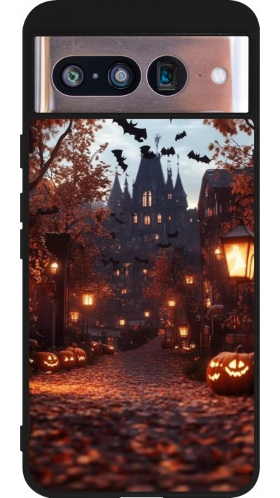 Coque Google Pixel 8 - Silicone rigide noir Halloween 2025 Haunted house