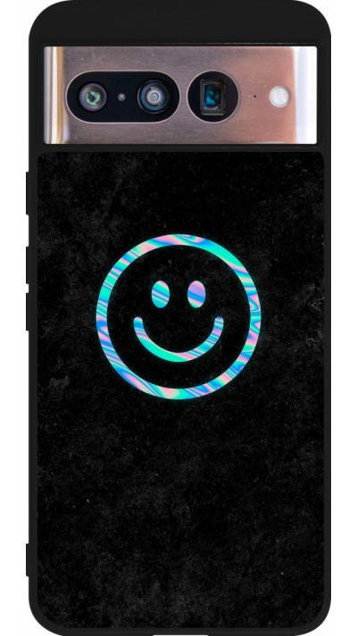 Google Pixel 8 Case Hülle - Silikon schwarz Happy smiley irisirt