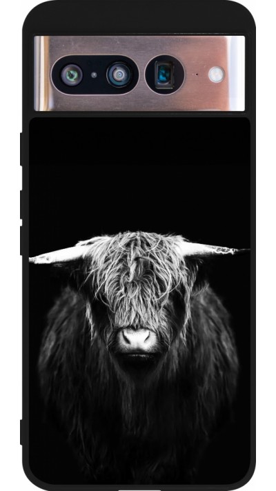 Coque Google Pixel 8 - Silicone rigide noir Highland calf black