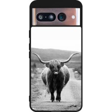 Google Pixel 8 Case Hülle - Silikon schwarz Highland cattle
