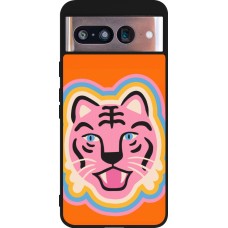 Coque Google Pixel 8 - Silicone rigide noir Lion colors 2026