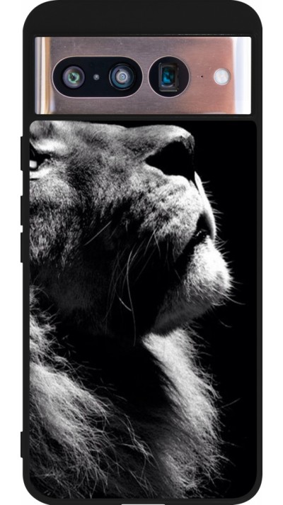 Coque Google Pixel 8 - Silicone rigide noir Lion looking up