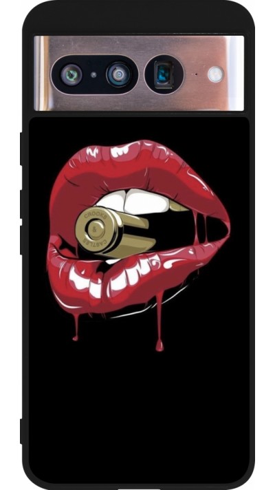 Coque Google Pixel 8 - Silicone rigide noir Lips bullet