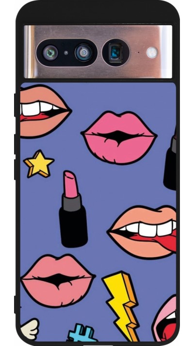 Coque Google Pixel 8 - Silicone rigide noir Lips and lipgloss