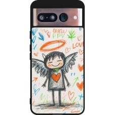 Google Pixel 8 Case Hülle - Silikon schwarz Little Angel Sketch Love