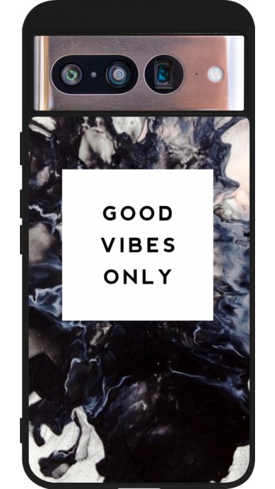 Coque Google Pixel 8 - Silicone rigide noir Marble Good Vibes Only