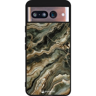 Google Pixel 8 Case Hülle - Silikon schwarz Oliv Marmor
