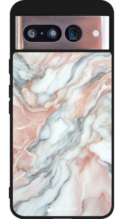 Google Pixel 8 Case Hülle - Silikon schwarz Rosa Leuchtender Marmor