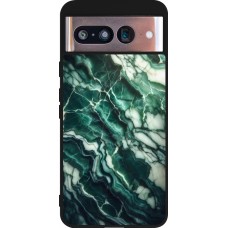 Coque Google Pixel 8 - Silicone rigide noir Marbre vert majestueux