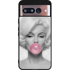 Coque Google Pixel 8 - Silicone rigide noir Marilyn Bubble