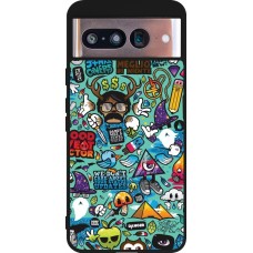 Coque Google Pixel 8 - Silicone rigide noir Mixed Cartoons Turquoise