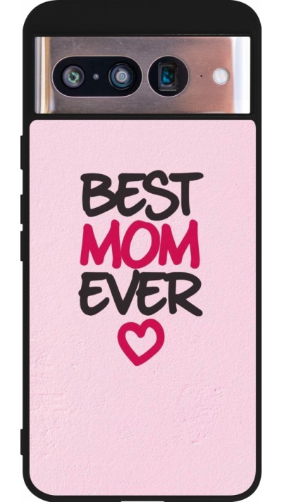 Coque Google Pixel 8 - Silicone rigide noir Mom 2023 best Mom ever pink