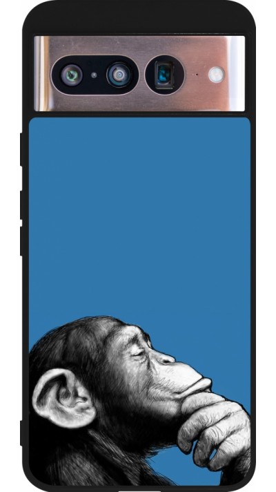 Coque Google Pixel 8 - Silicone rigide noir Monkey Pop Art
