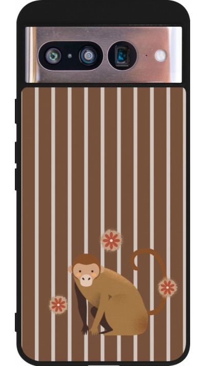 Google Pixel 8 Case Hülle - Silikon schwarz Monkey with stripes