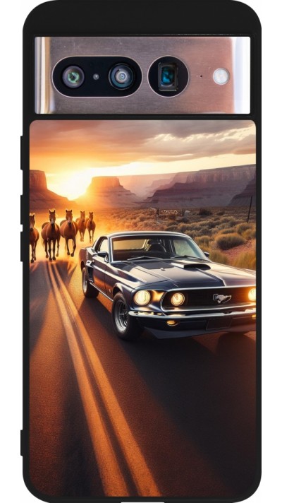 Coque Google Pixel 8 - Silicone rigide noir Mustang 69 Grand Canyon