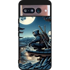 Google Pixel 8 Case Hülle - Silikon schwarz Ninja unter dem Mond