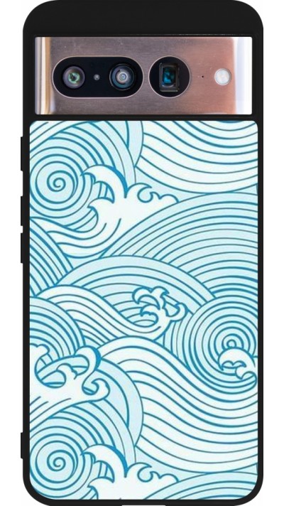 Google Pixel 8 Case Hülle - Silikon schwarz Ocean Waves